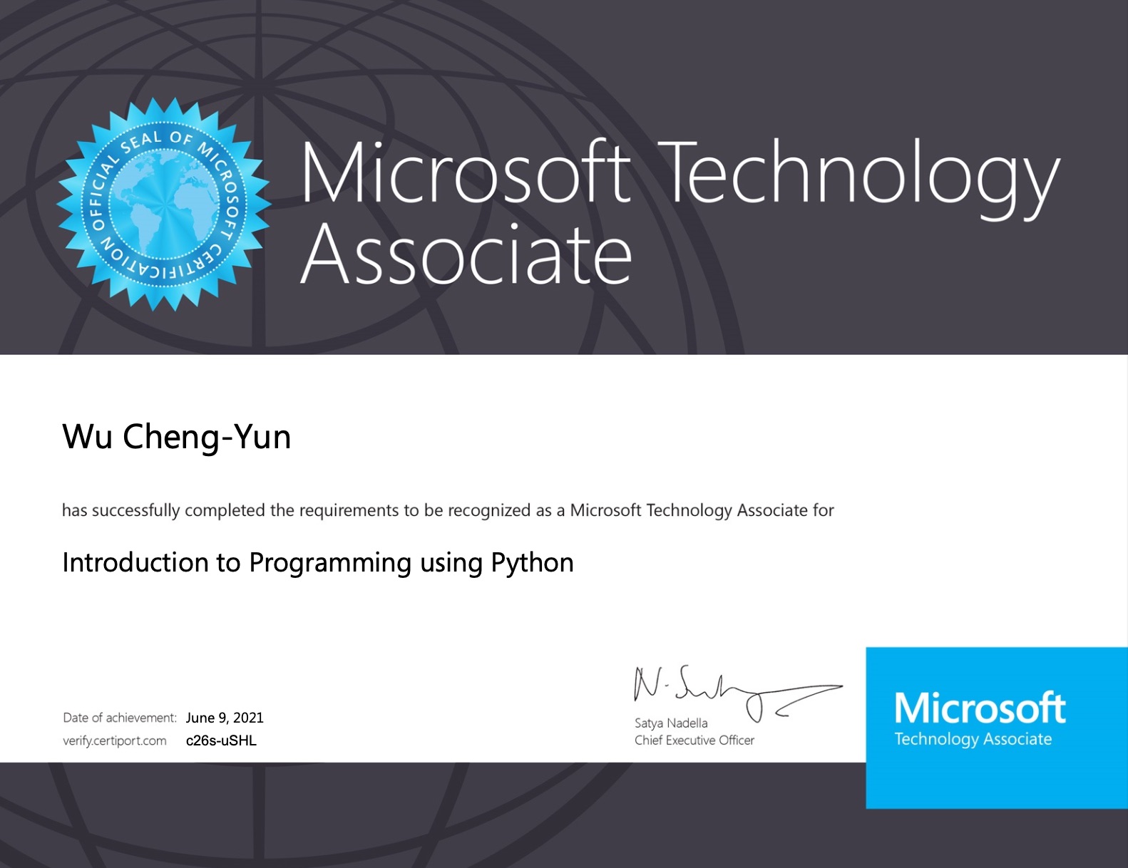 MTA Python Certificate